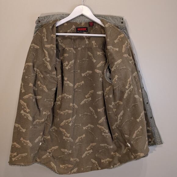 Wolverine Shacket Green Denim Rustic Camping Outdoor Gear - Size M - Picture 3 of 7